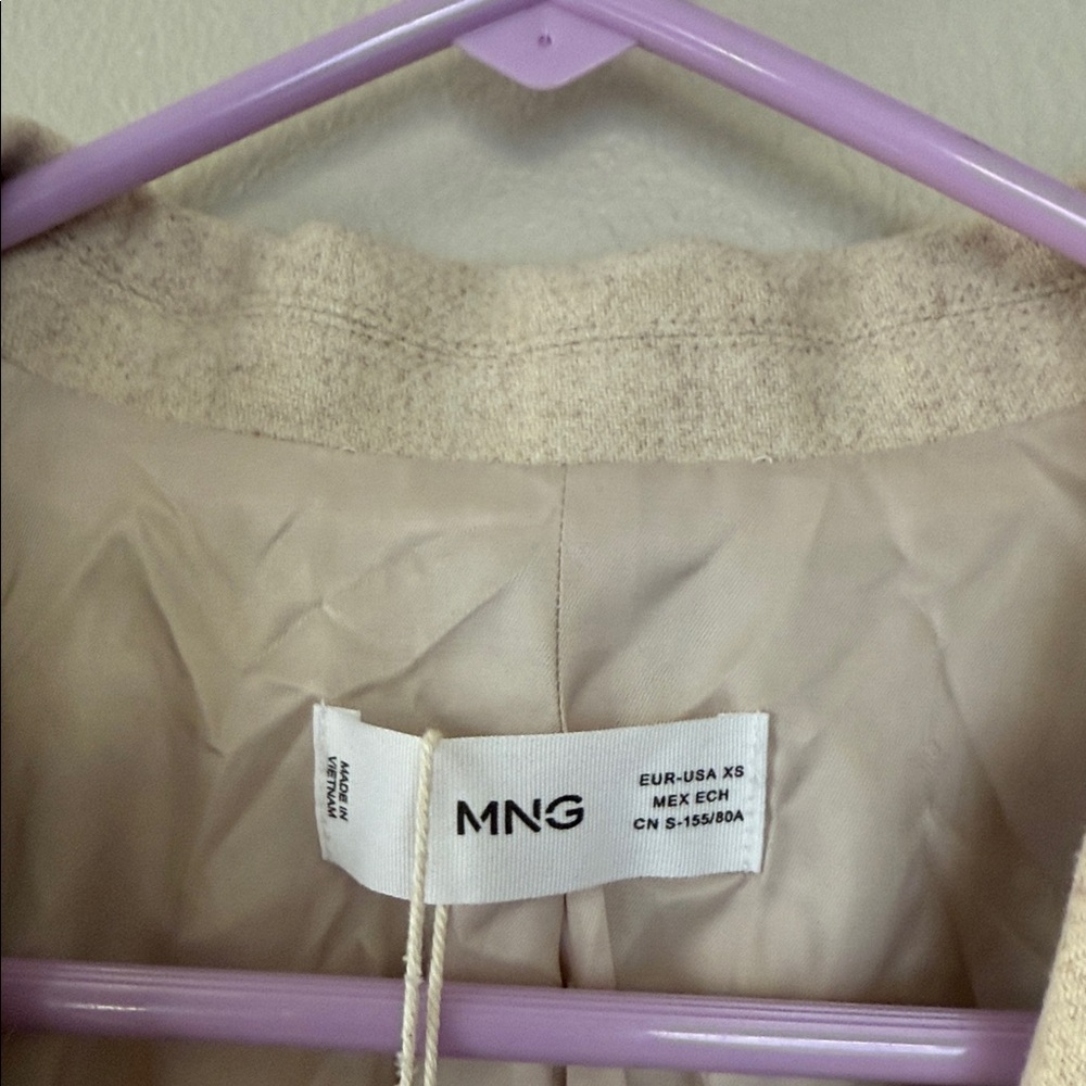 NWT Mango Classic Tan Blazer XS - Picture 2 of 5